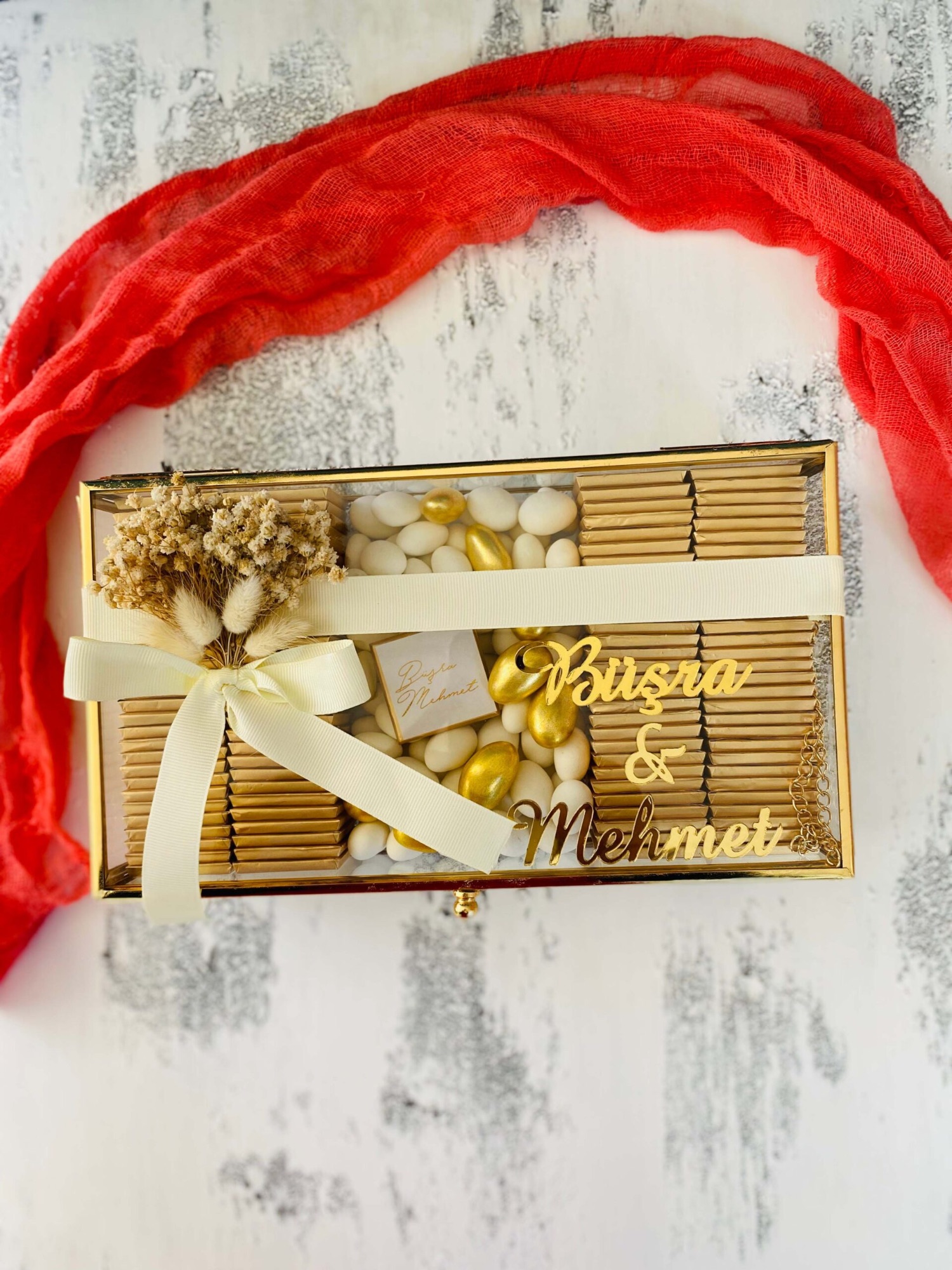 Cam Çikolata Kutusu – Gold - Hediyelik